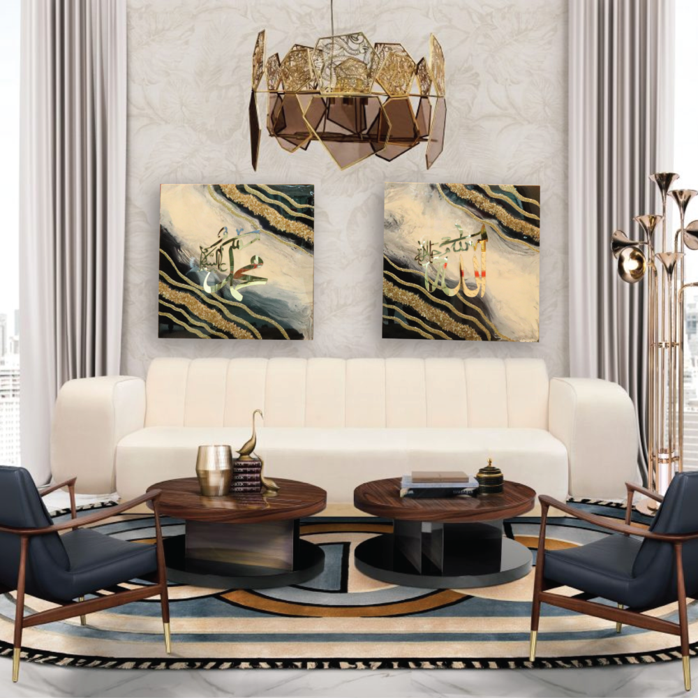 Exclusive Frame Ayat Majestic Geode Resin Art (70 cm x 70 cm)