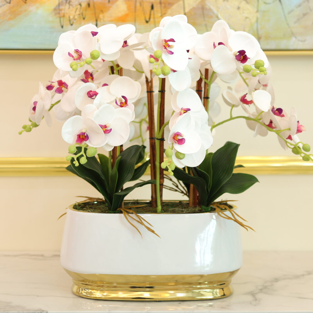 MATTE ORCHID 6 STALKS (WHITE & PINK BUDS)