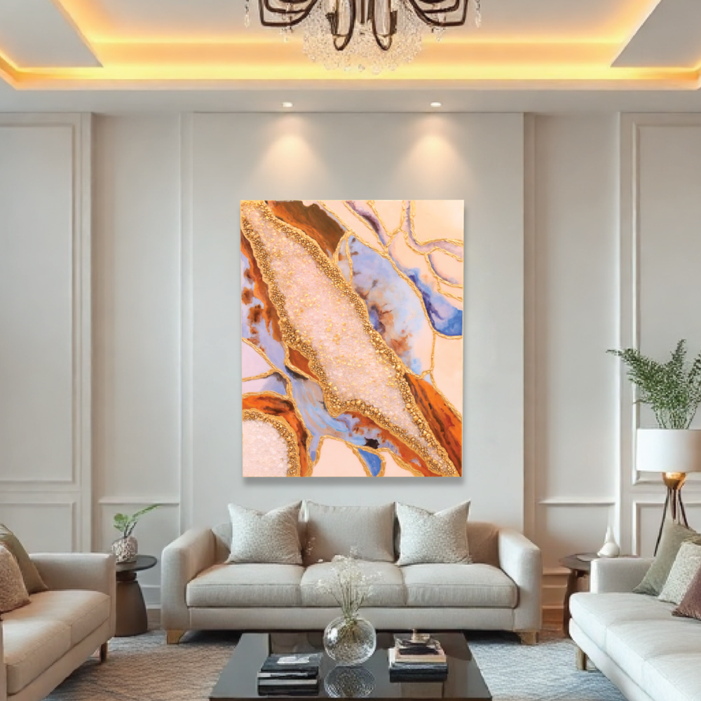 EXCLUSIVE FRAME AYAT MAJESTIC GEODE RESIN ART (80 CM X100 CM)