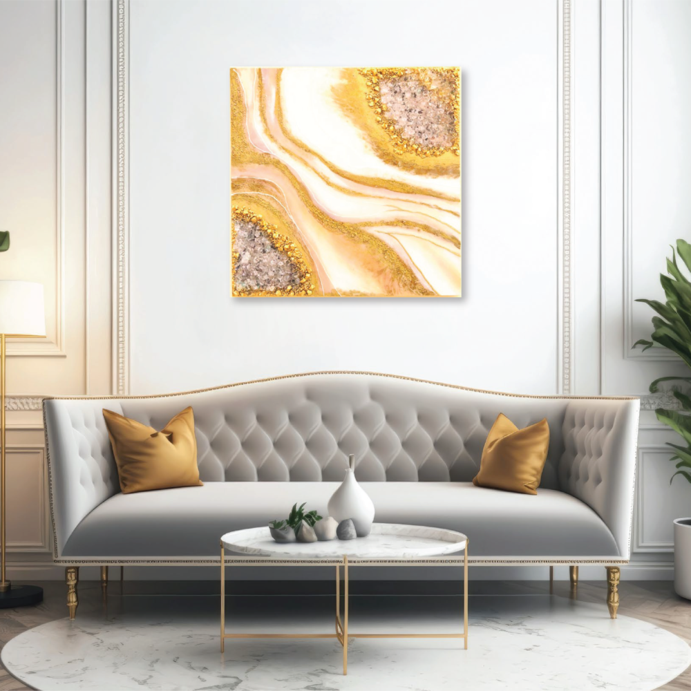 EXCLUSIVE FRAME AYAT MAJESTIC GEODE RESIN ART (80 CM X 80 CM)