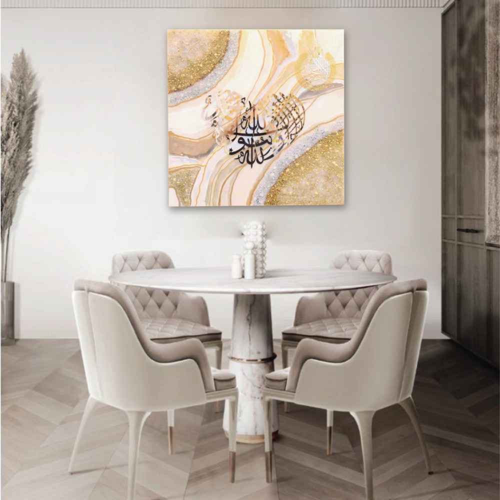 EXCLUSIVE FRAME AYAT MAJESTIC GEODE RESIN ART (90 CM X 90 CM)