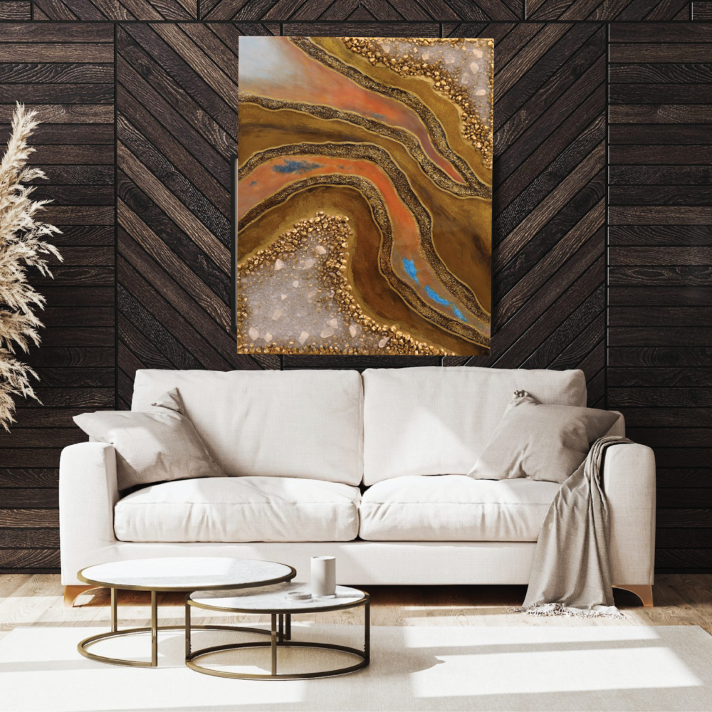 EXCLUSIVE FRAME AYAT MAJESTIC GEODE RESIN ART (80 CM X 100 CM)